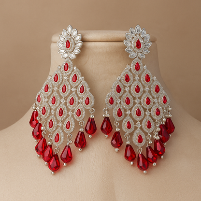 Traditional Indian Style Crystal Chandelier Earrings