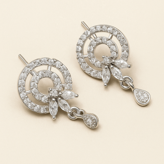 Elegant Silver-Plated Zircon Stud Earrings