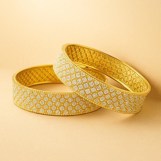 Crystal-Studded Gold-Plated Bangles