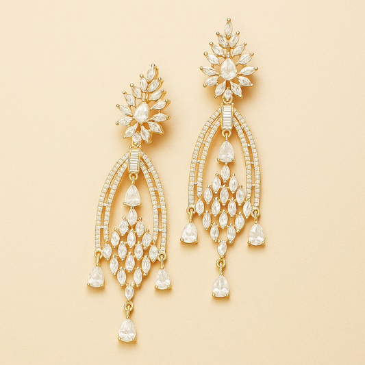 AD Elegant Crystal Chandelier Earrings – Luxury Statement Jewelry