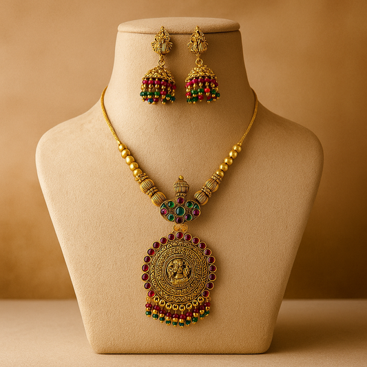 Elegant Gold-Plated Necklace and Earrings Set