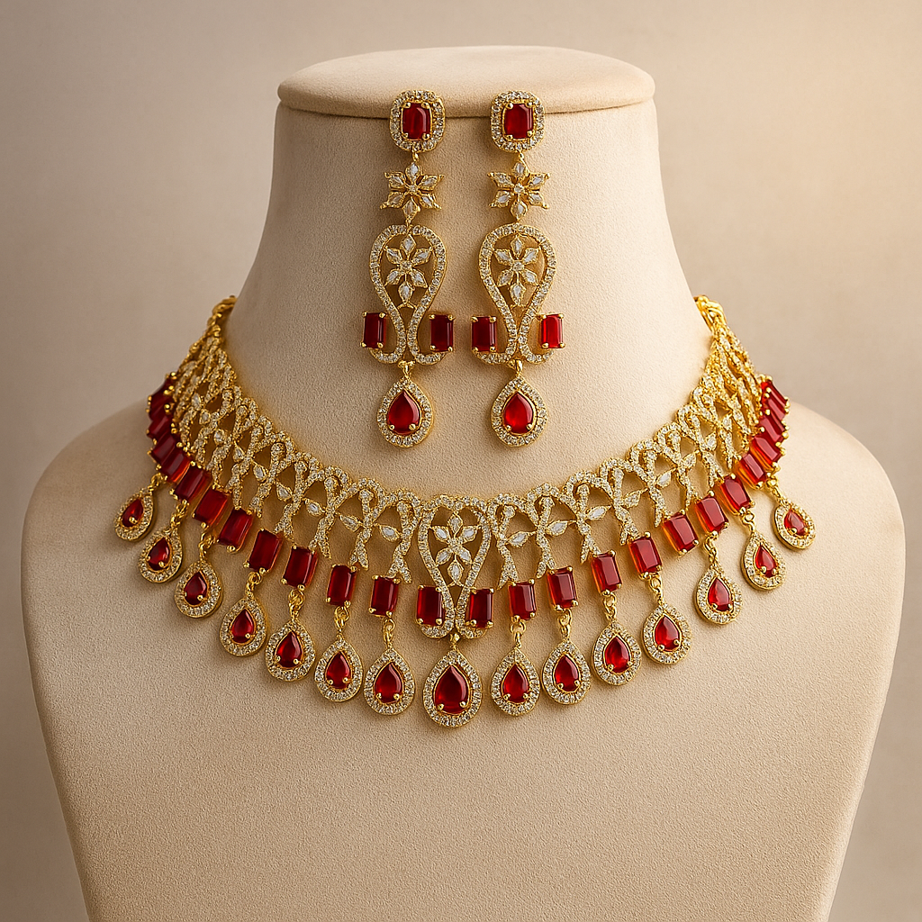 Traditional Gold-Plated Temple Jewellery Set