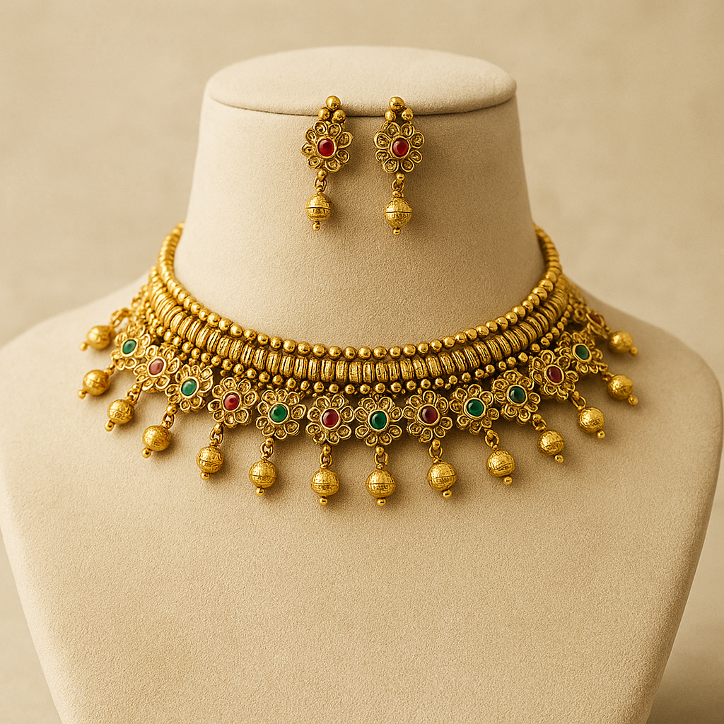 Traditional Gold-Plated Choker Necklace