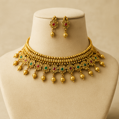Traditional Gold-Plated Choker Necklace