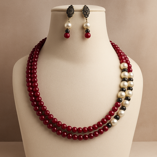 Glass beads with pearls Neklace