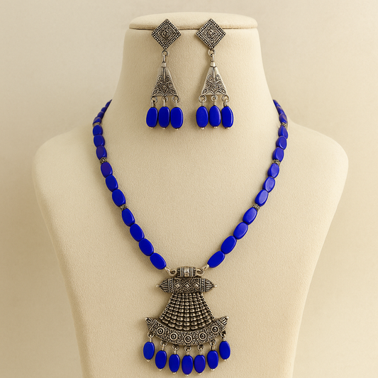 Vintage Purple Beaded Necklace Set with Antique Gold Sunburst Pendant