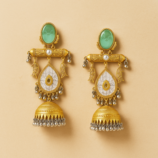 Gold & Pearl Jhumka Earrings – Traditional Ethnic Jewelry