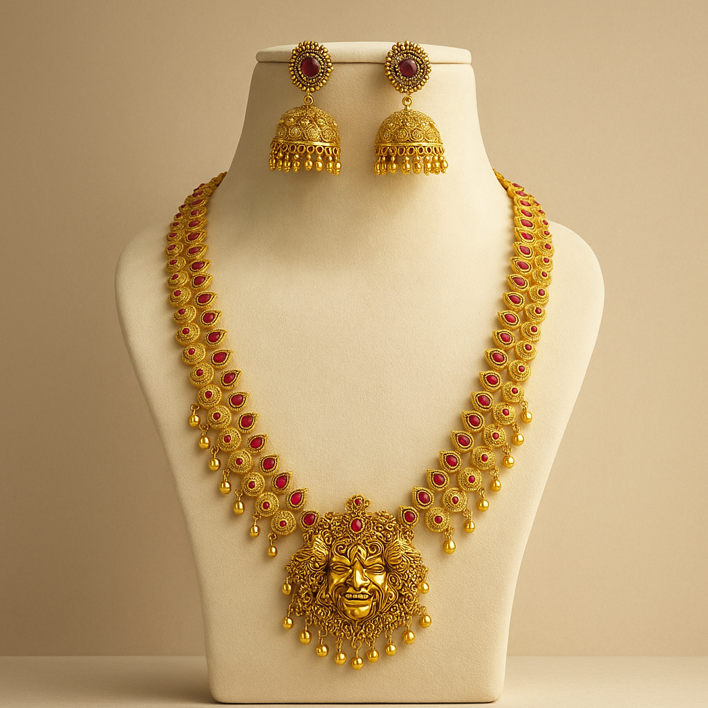 Indian-style necklace and earrings set
