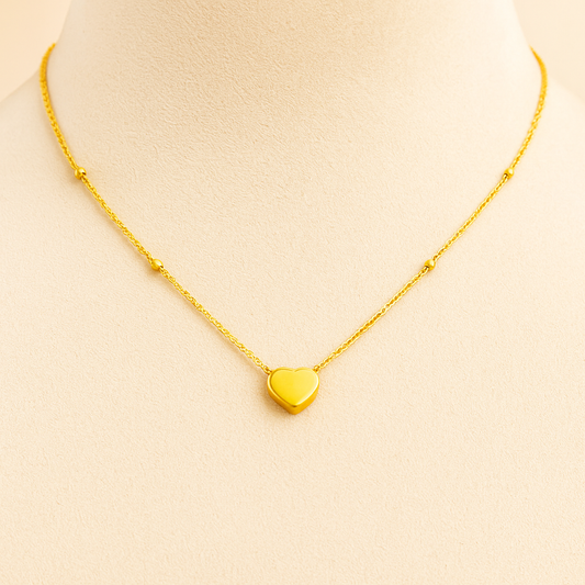 Dainty Gold Heart Pendant Chain, Delicate Fashion Jewellery