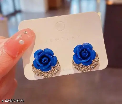 Beautiful Korean Flower Fancy Trending Earrings For Girls And Women